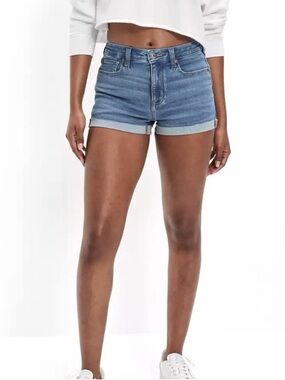 American Eagle Outfitters Mid-Rise Cuffed Denim Shorts - Light Blue